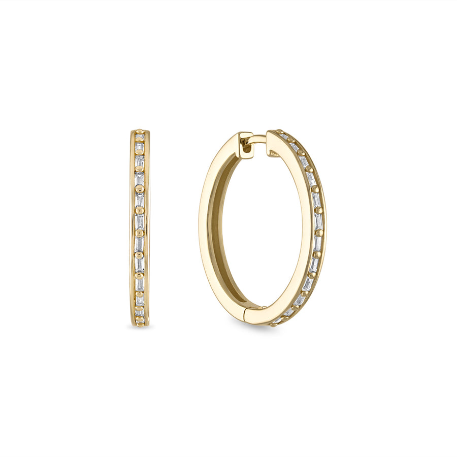 Vermeil Baguette cz Diamond Hoop Earrings