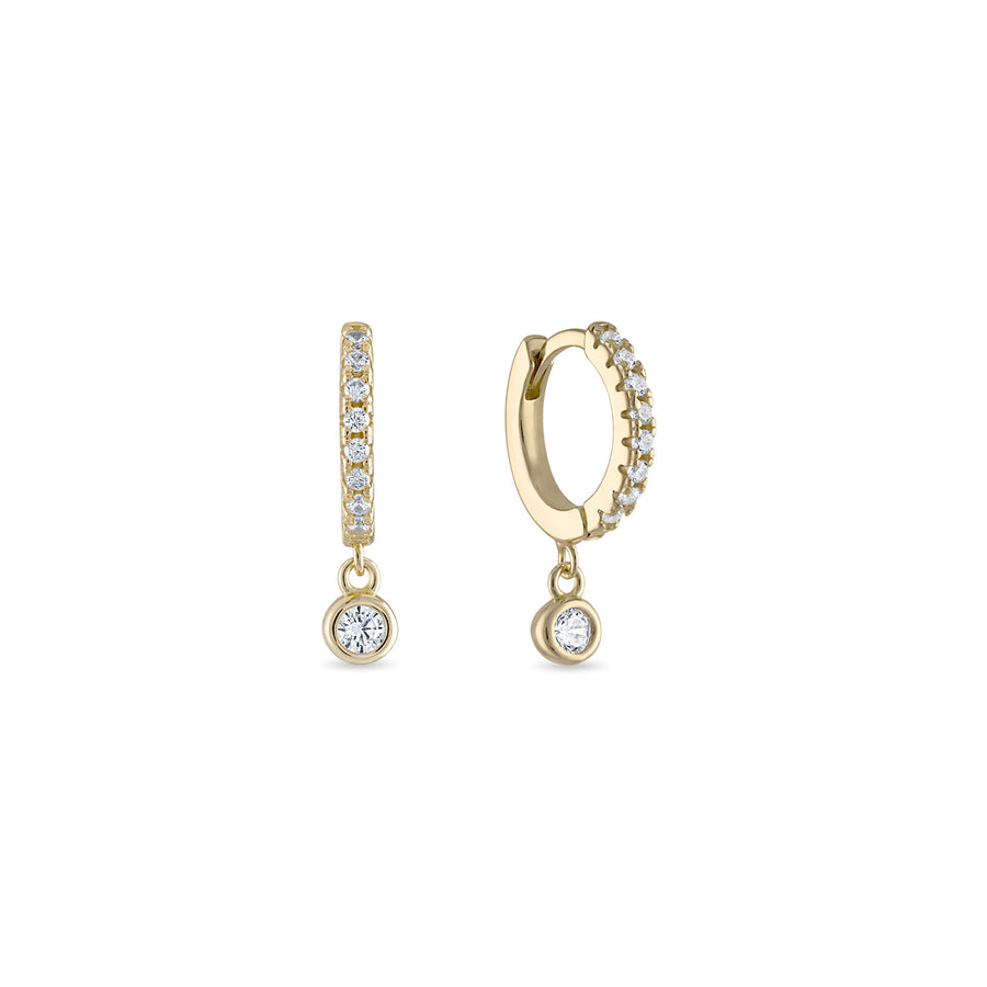 Vermeil Bezel Dangle Huggie Earrings