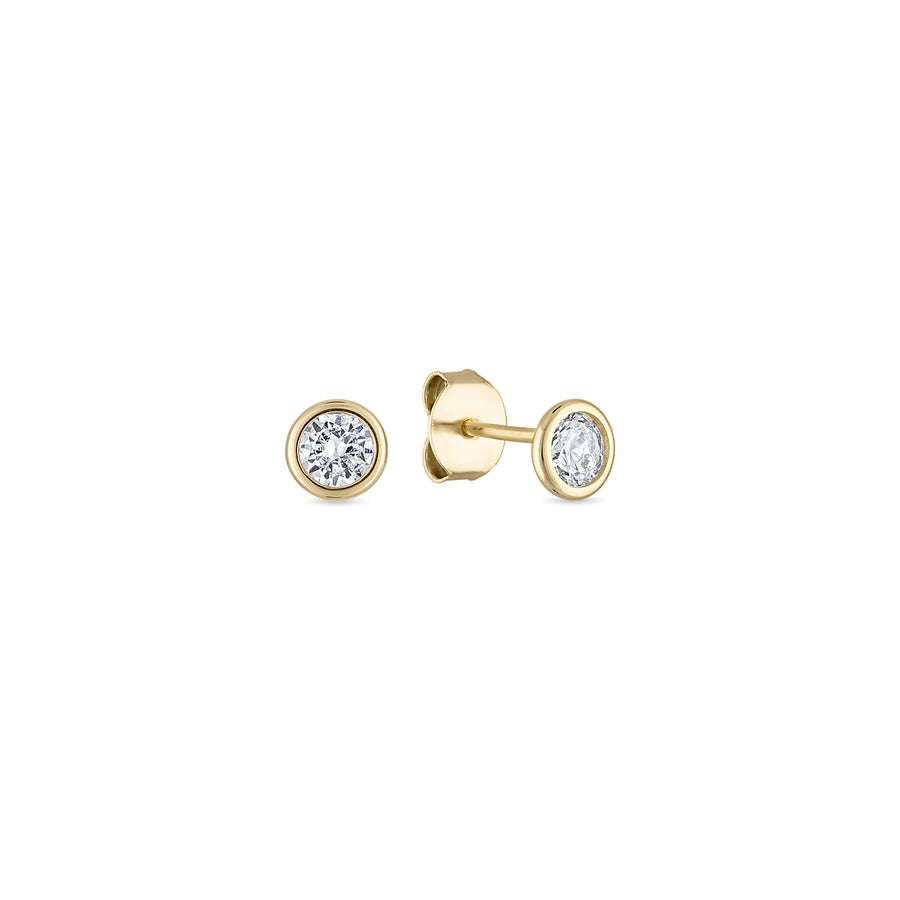 Vermeil Bezel Round CZ Diamond Studs