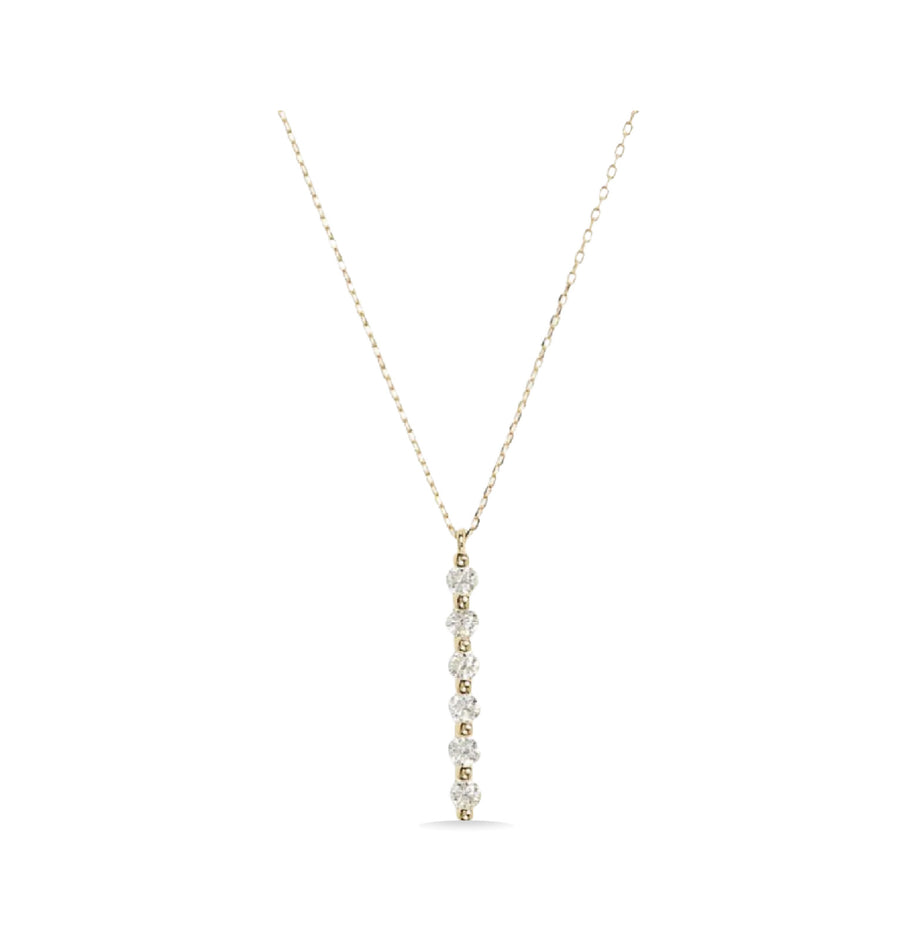 Fine 6 Diamond Vertical Bar Pendant Necklace