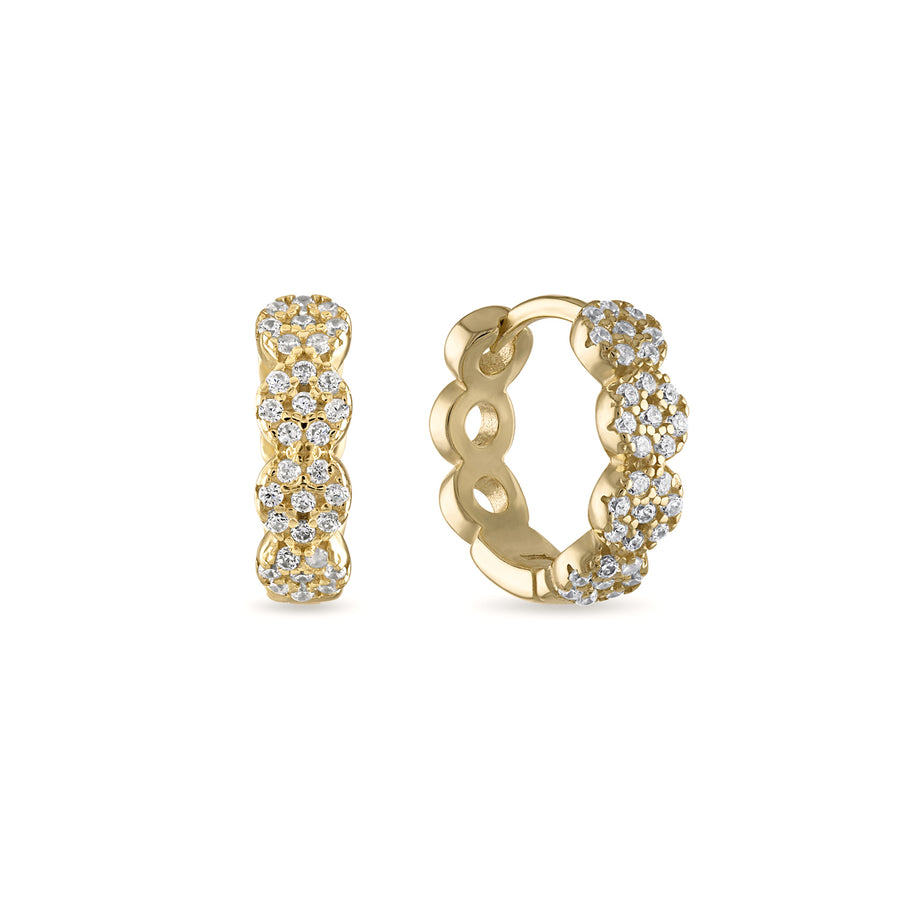 Vermeil Flower Pave CZ Huggie Earring