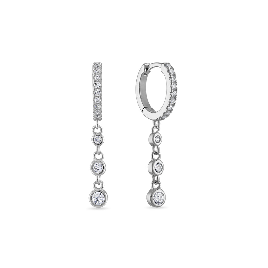 Vermeil Dangle Drop Bezel cz Huggie Earrings