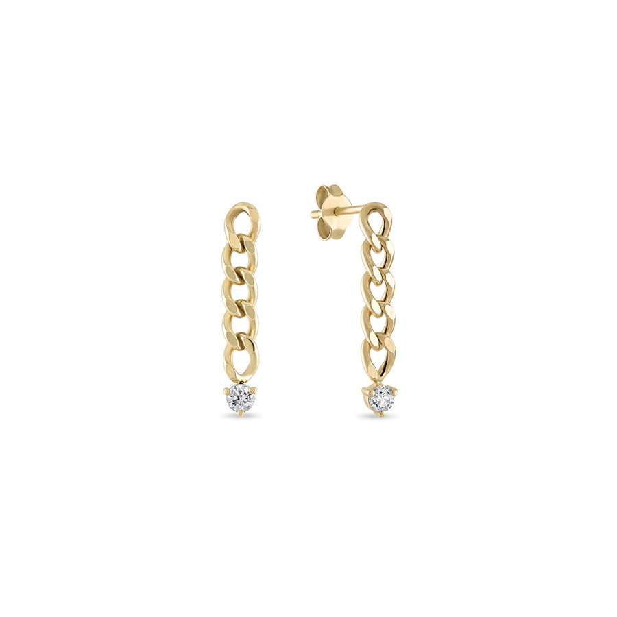 Fine Diamond & Chunky Curb Chain Drop Earrings