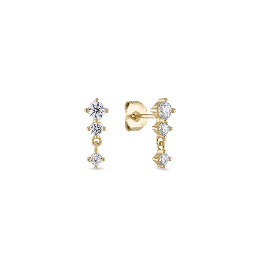 Drop Link CZ Stud Earring