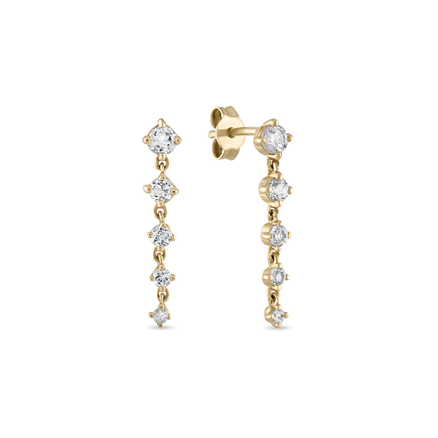 Fine White Topaz Dangle Chain Stud Earrings