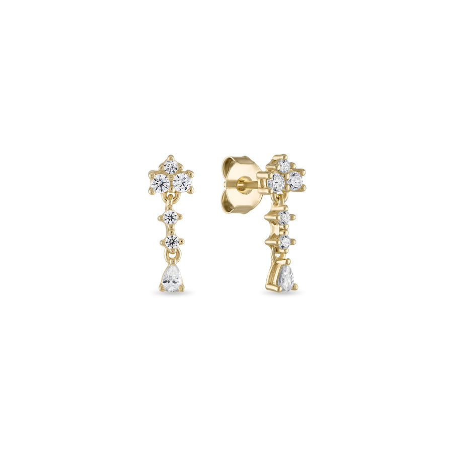 Vermeil cz Flower Diamond Dangle Stud Earring