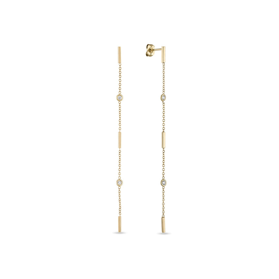 IN STOCK Fine Floating Diamond & Bar Drop Earrings