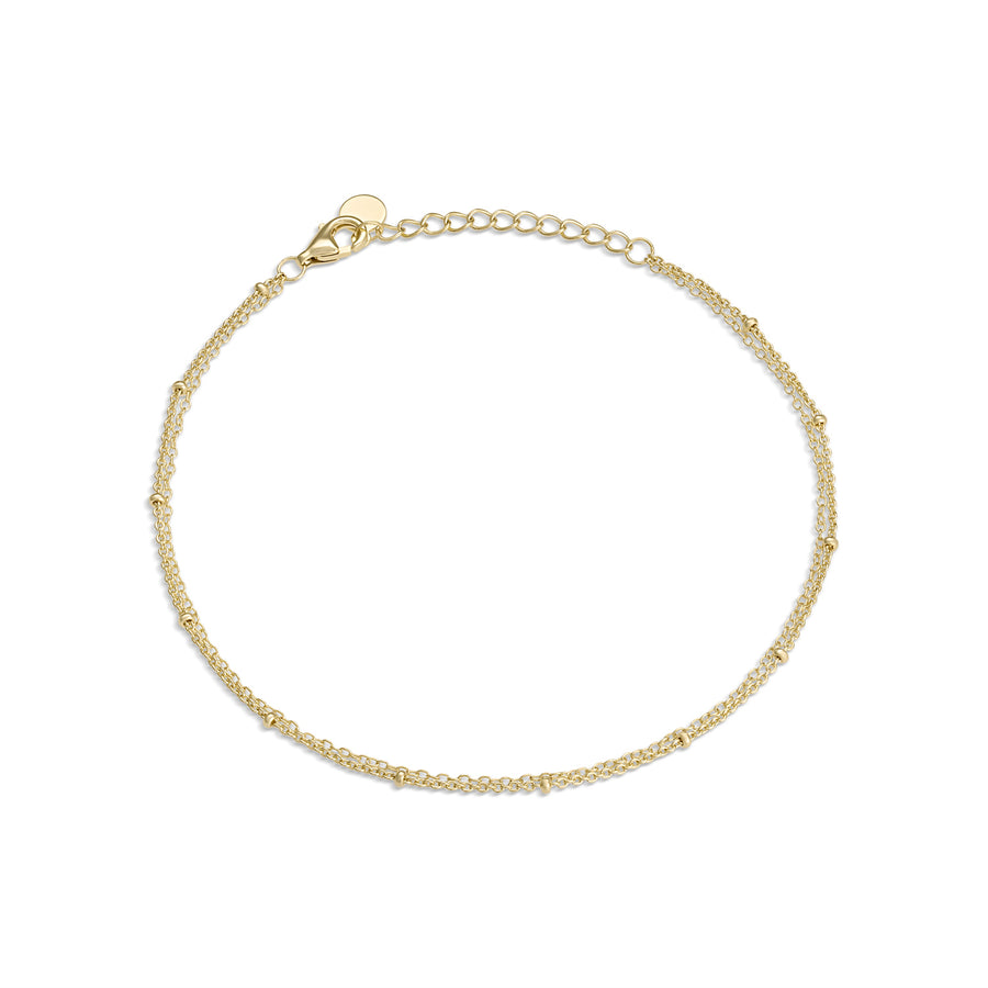 Vermeil Double Chain Bead Anklet