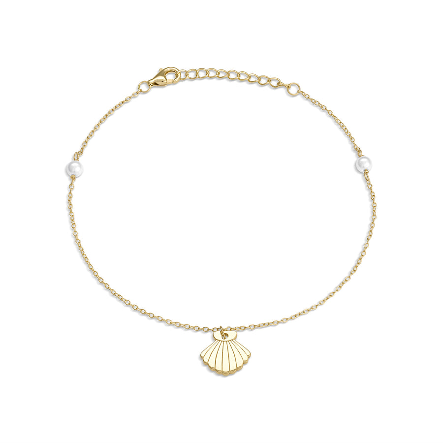 Vermeil Shell & Genuine Pearl Pendant Anklet