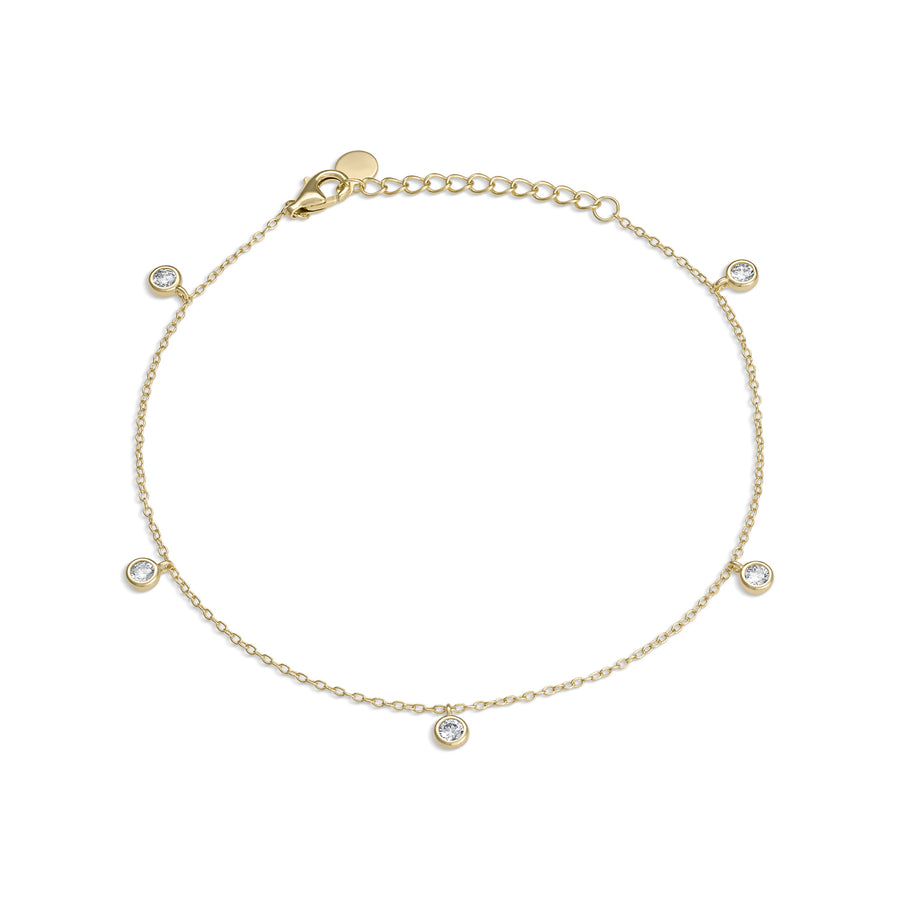 Vermeil Bezel cz Diamond Dangle Drop Anklet