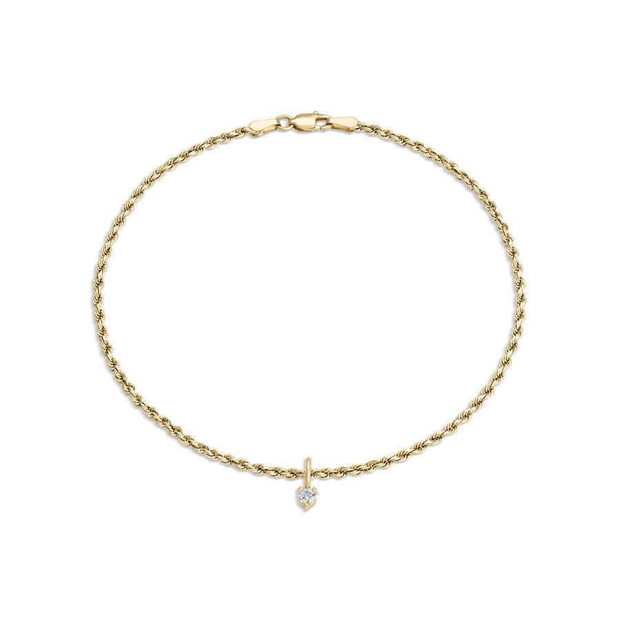 In Stock Fine Rope Chain Anklet with Diamond