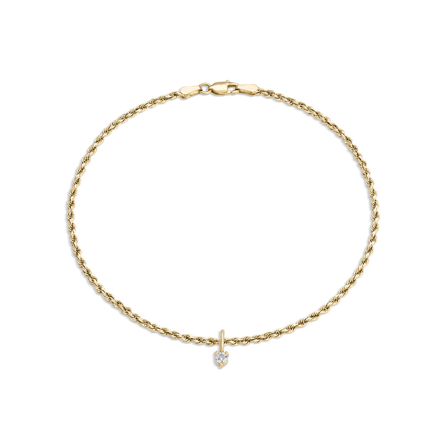 Fine Rope Chain Anklet with Diamond