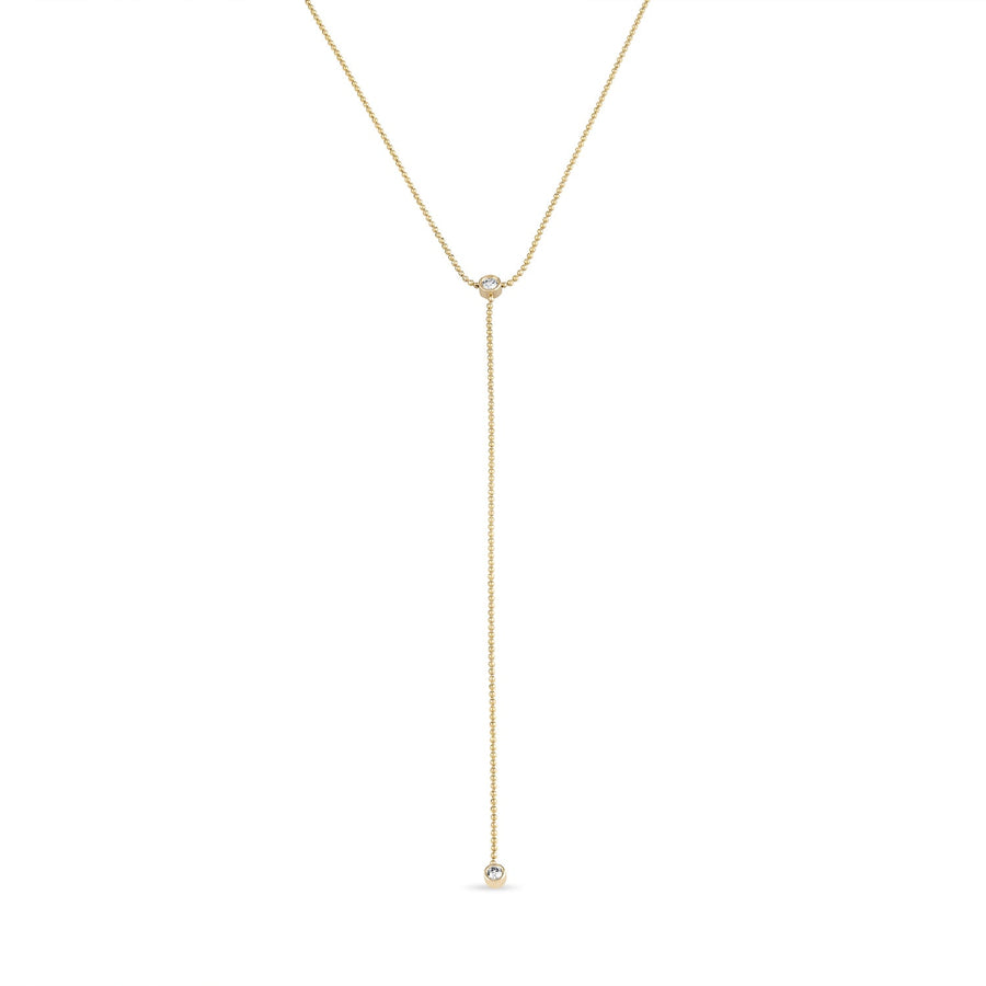 IN STOCK Fine Diamond Y Lariat Necklace on Beaded Chain