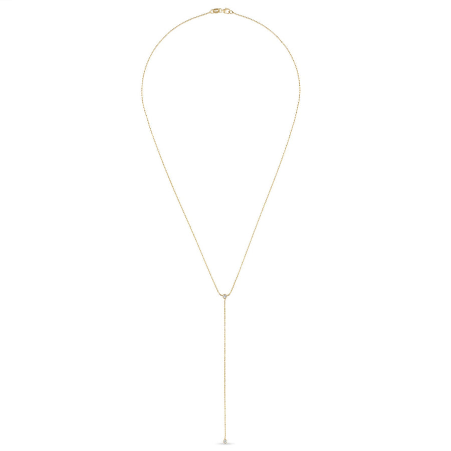 IN STOCK Fine Diamond Y Lariat Necklace on Beaded Chain