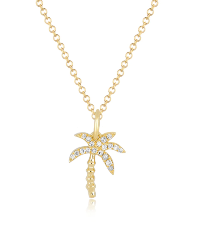 In Stock Fine Diamond Palm Tree Charm Necklace Limited Edition