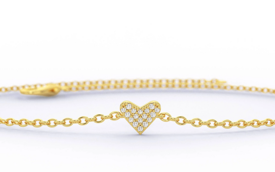 Fine Pave' Diamond Heart Bracelet