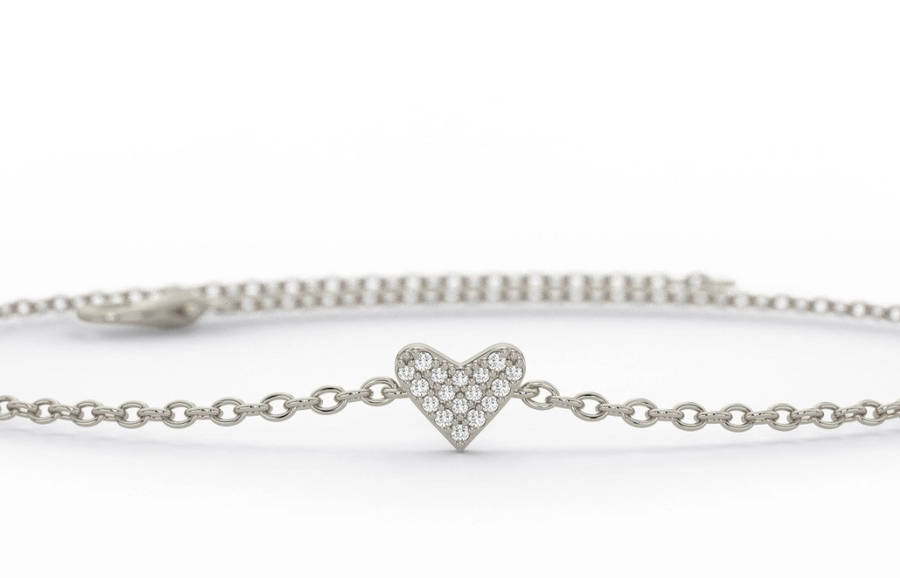 Fine Pave' Diamond Heart Bracelet