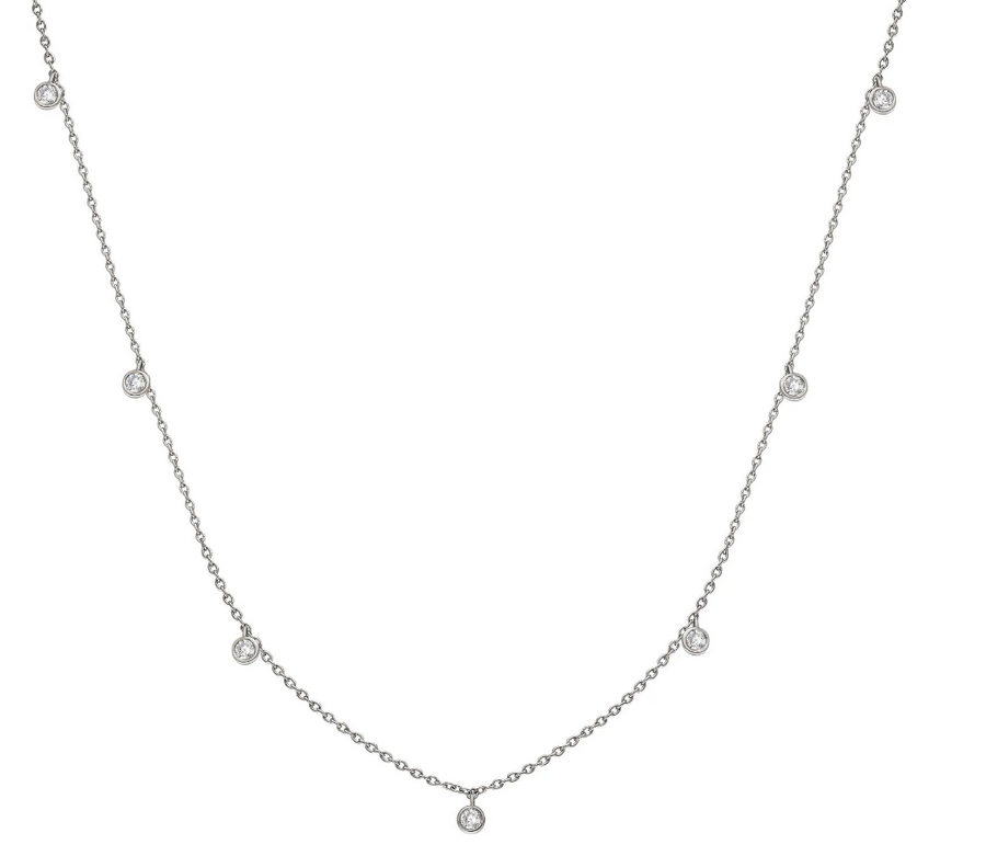 Fine Bezel Diamond Dangle Necklace