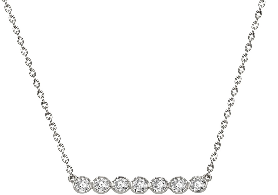 Fine Bezel Bar 7 Diamond Necklace