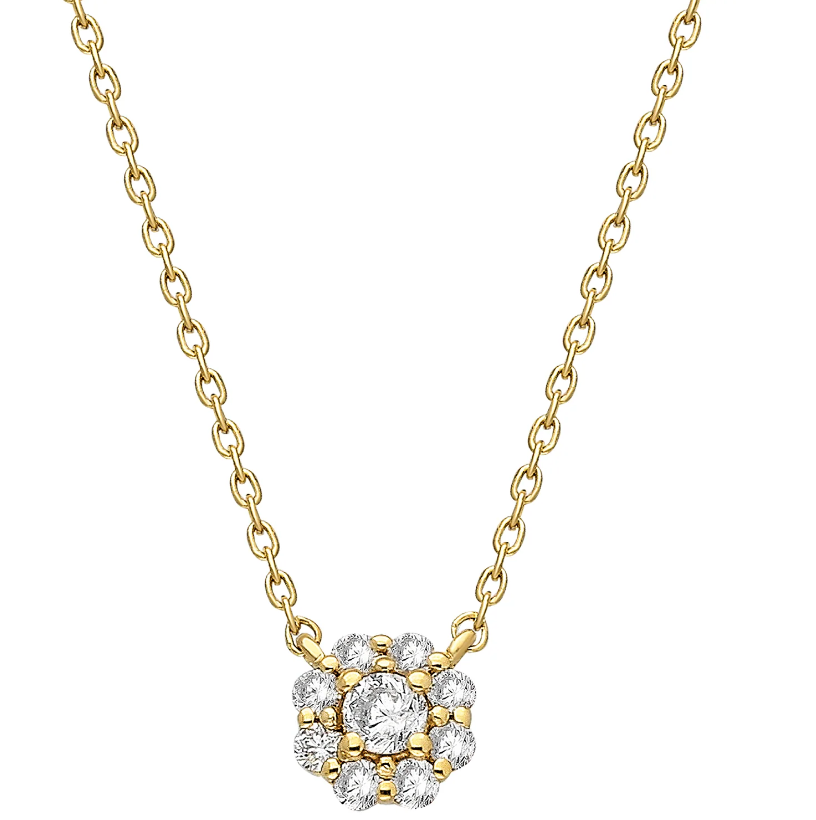 Fine Diamond Halo Necklace