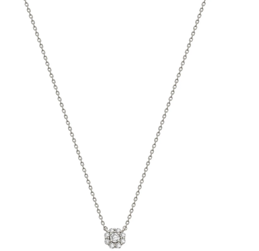 Fine Diamond Halo Necklace