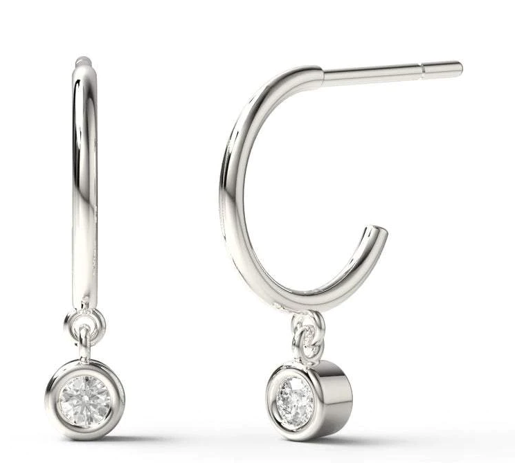 Fine Dangle Diamond Hoop Earrings