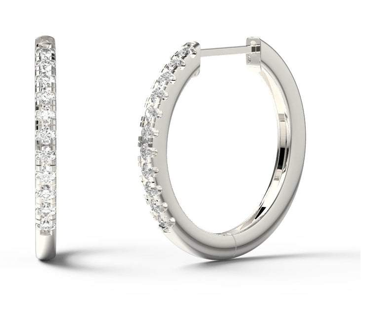 Fine Pave' Diamond Small Hoop Earrings