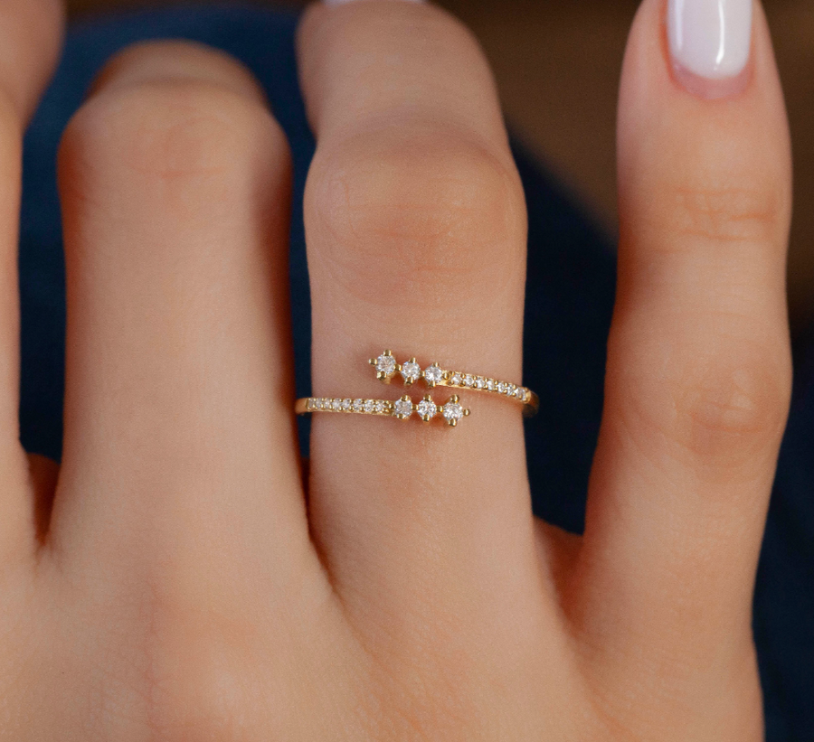 Fine Diamond Wrap Open Stacking Ring