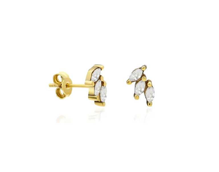 Fine Marquise Fan Diamond Studs Earrings